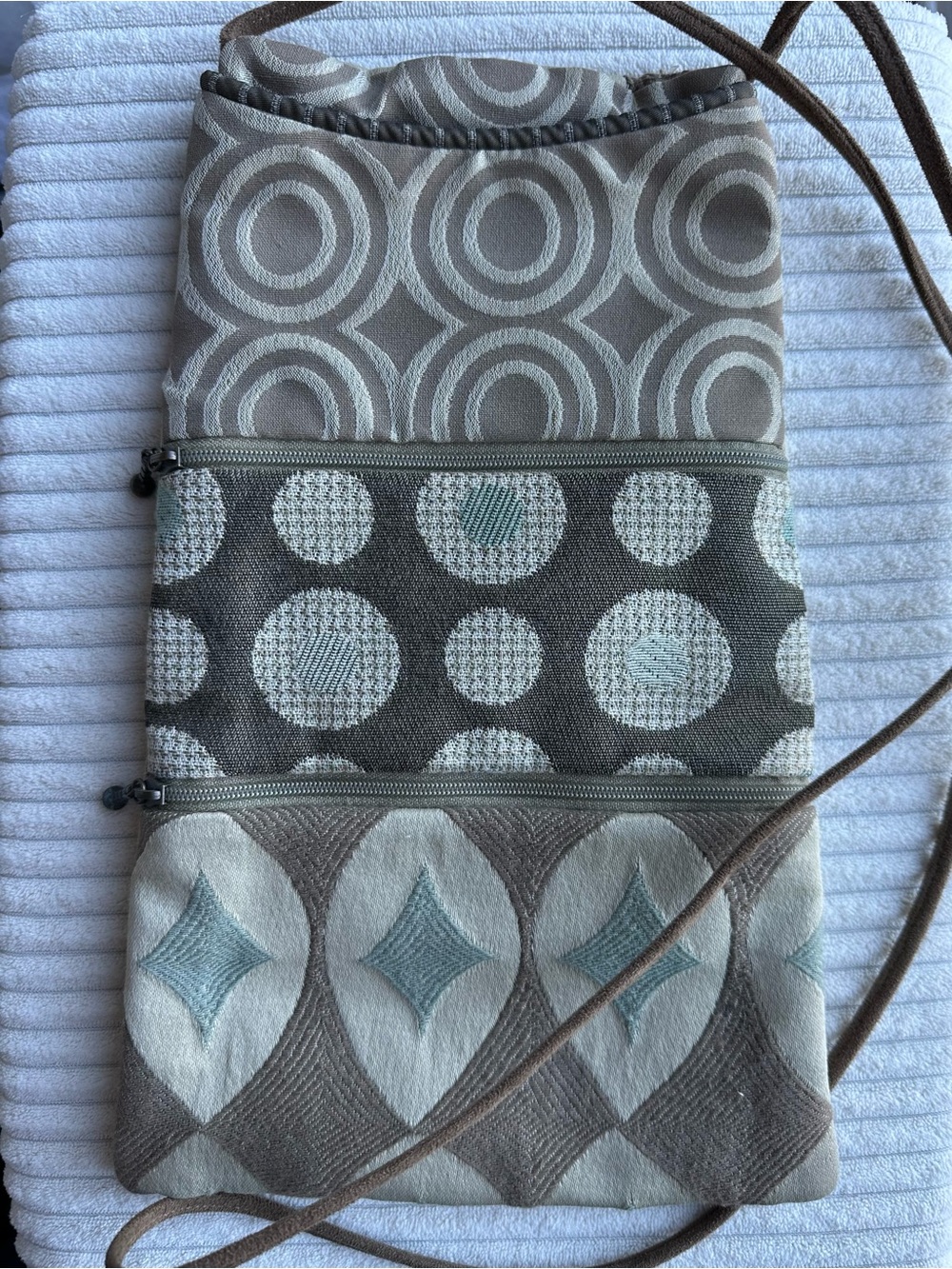 Maruca Taupe Circle-Print Crossbody Bag